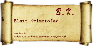 Blatt Krisztofer névjegykártya